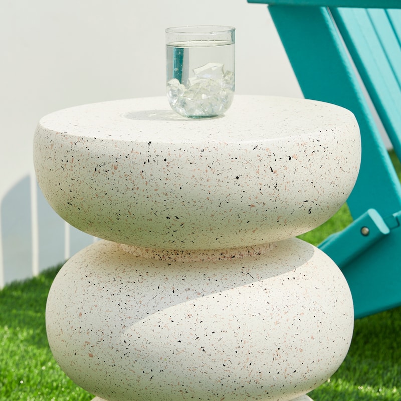 Glitzhome 18"H MGO Garden Stool or Planter Stand With Geometric Design