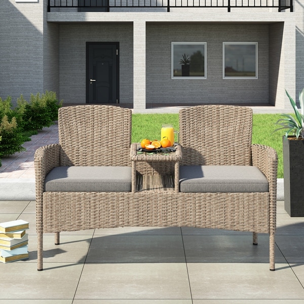 Corvus Armitage Outdoor Wicker Tete-a-Tete Bench. Opens flyout.