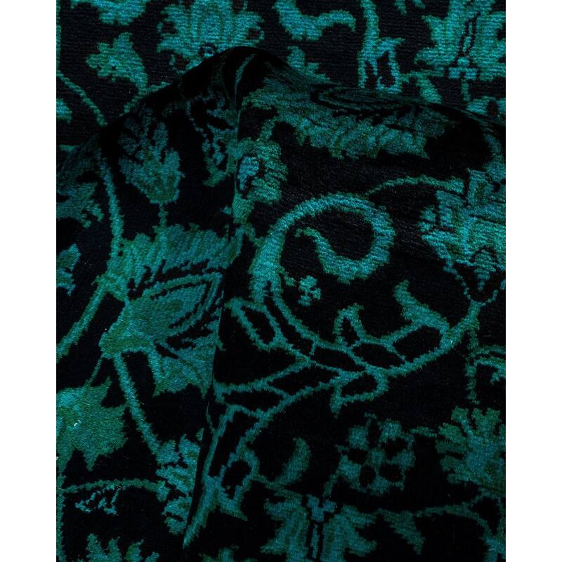 Overton Hand Knotted Wool Vintage Inspired Modern Contemporary Overdyed Black Runner Rug - 2' 7" x 10' 2"