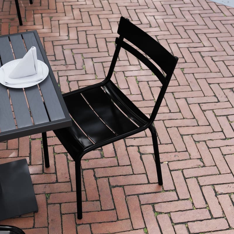 Indoor/Outdoor Commercial Grade Modern Metal Slat Barstools (Set of 4)