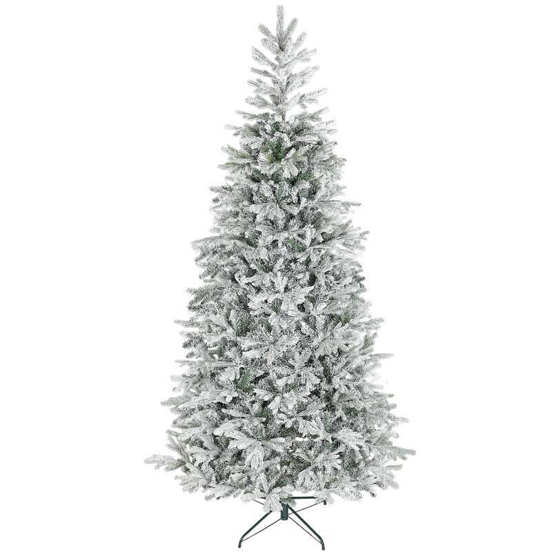 HOMCOM 9 ft Artificial Frosted Christmas Tree with Realistic Branches, Wide Full Spruce Holiday Decor, Hinged Xmas Tree - 9 Foot