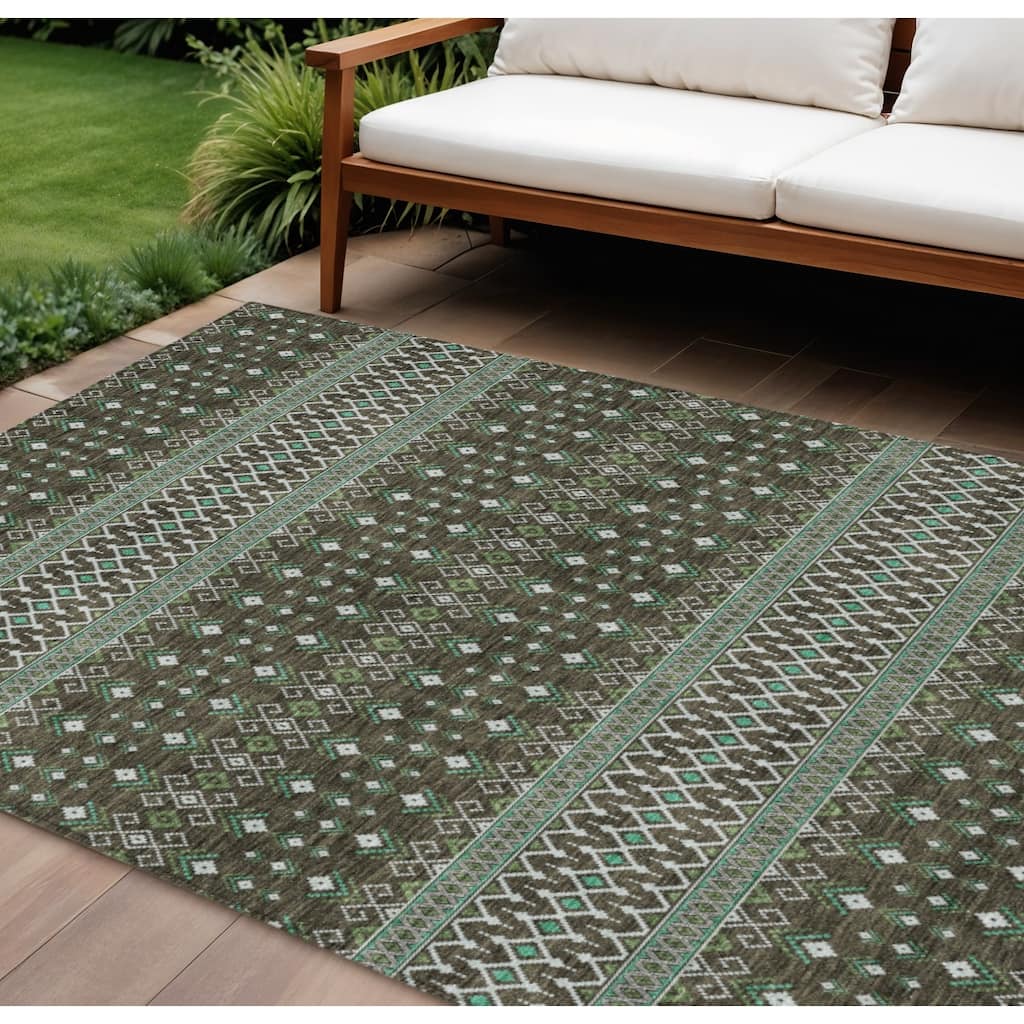 HomeRoots Tribal Transitional Rectangle Outdoor Rug