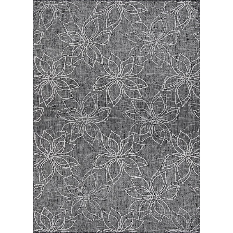 Dream Decor Rugs Grace Rosette Indoor Outdoor Area Rug - 5'3" x 7'6" - Gray-Ivory