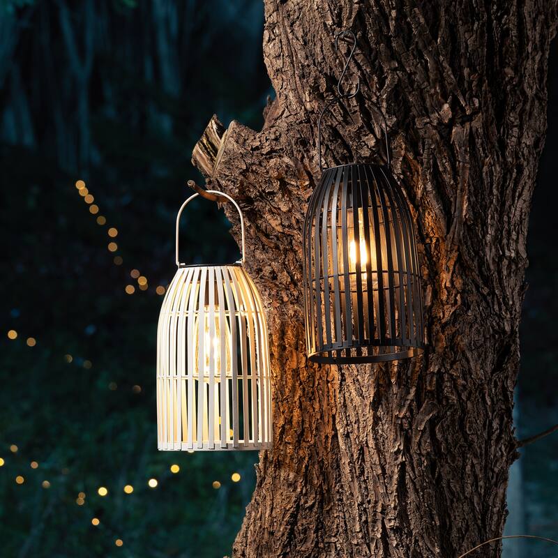 Glitzhome 9.75"H Metal Woven Solar Powered Outdoor Hanging Lantern