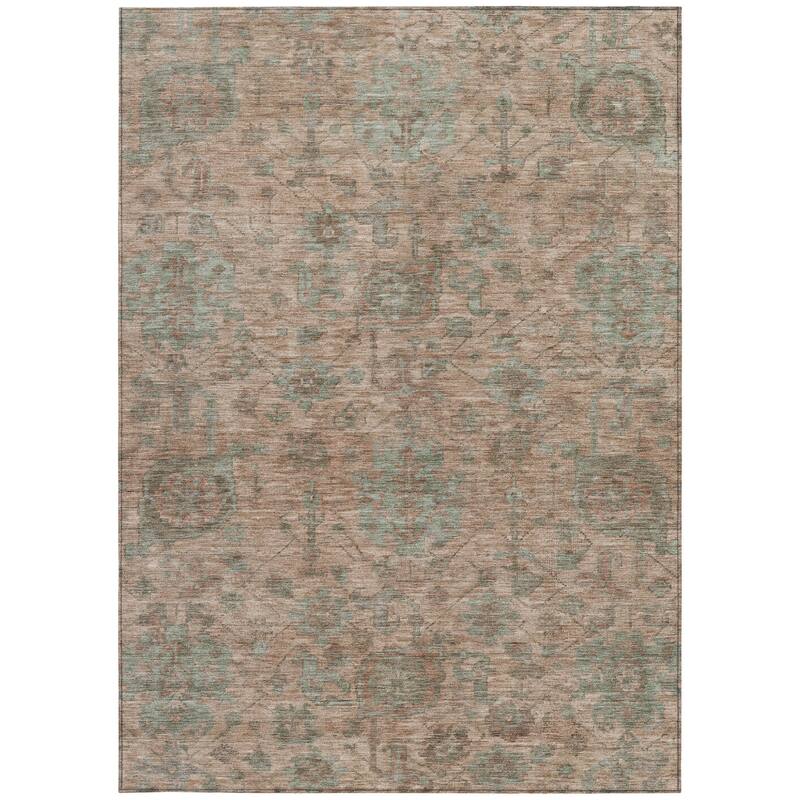 HomeRoots Damask Traditional Rectangle Outdoor Rug