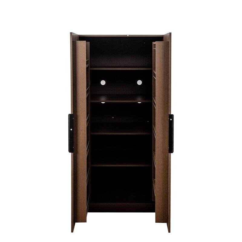 Kitchen Pantry Cabinet, 62.99" Walnut Freestanding Buffet Sideboard with Doors & Shelves, Wood Storage Cabinet for Dining Room