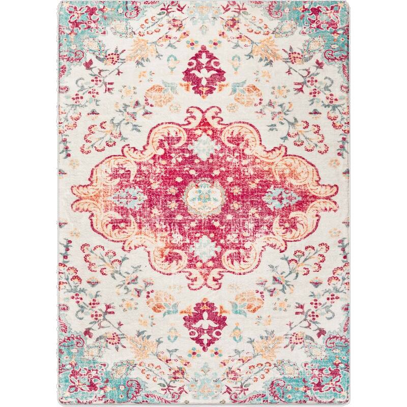 HomeRoots Medallion Traditional Rectangle Area Rug