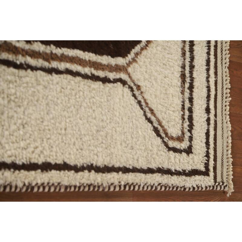 Anatolian Beige Tribal Turkish Runner Rug Handmade Wool Carpet - 3'7"x 10'4"