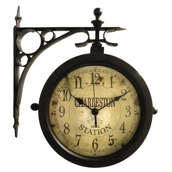 slide 2 of 5, Charleston Indoor/Outdoor Wall Clock Thermometer - 12 x 3.5 x 11