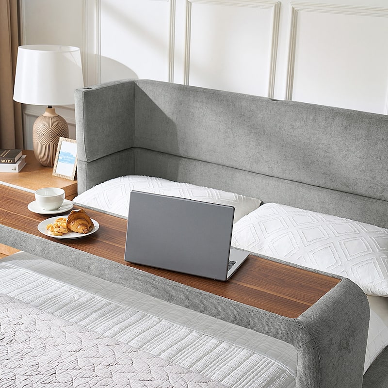 Kenneth Mordern Upholstered Bed with Four Interchangeable Configurations and Bedside Tables by HULALA HOME