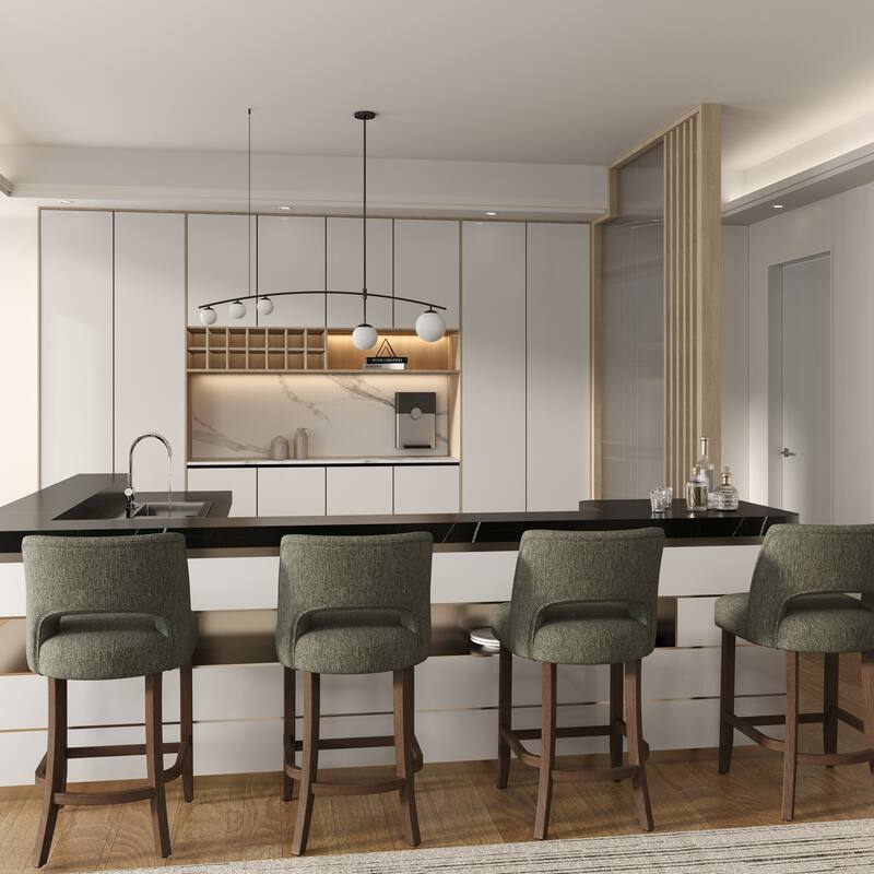 Set of 2/4/6,Upholstered Counter Height Bar Stools,Modern Counter Stools with Wood Legs for Kitchen Island Dining Room Bar
