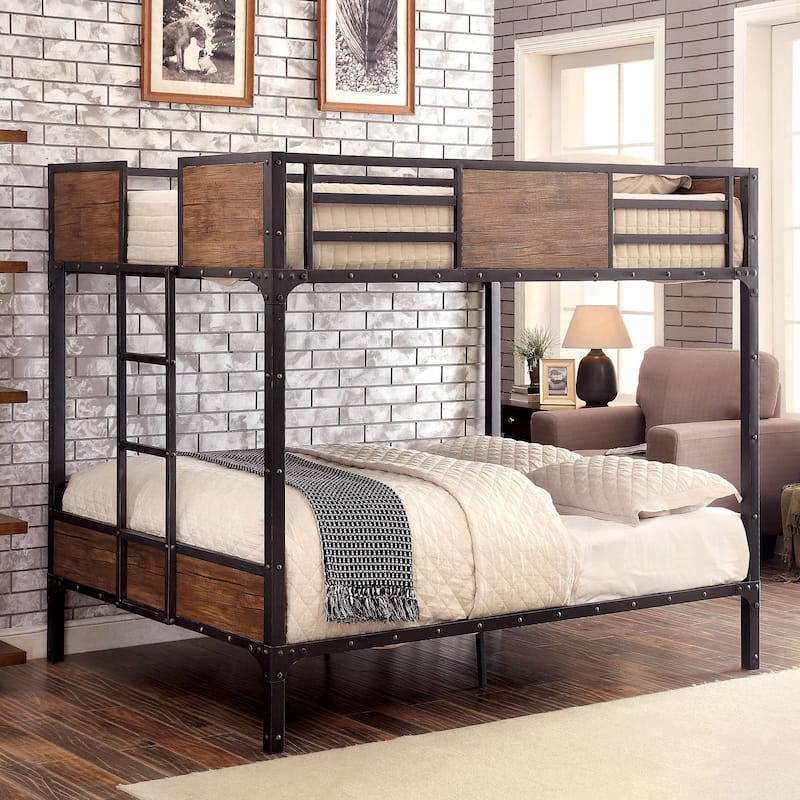 Jown Industrial Black 3-Piece Gel Memory Mattress & Metal Bunk Bed Set by Furniture of America