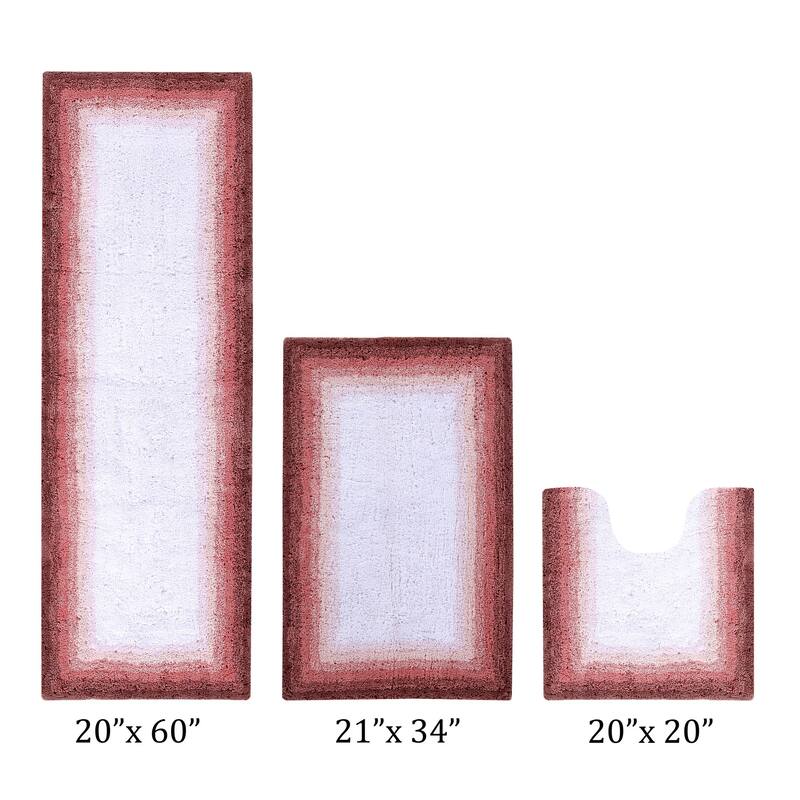 Better Trends 100% Cotton Super Soft & Highly Water Absorbent Bathroom Rugs-Torrent Collection Tufted Machine Washable Bath Mats - 3 Piece Set (20" x 20" | 21" x 34" | 20" x 60") - Rose