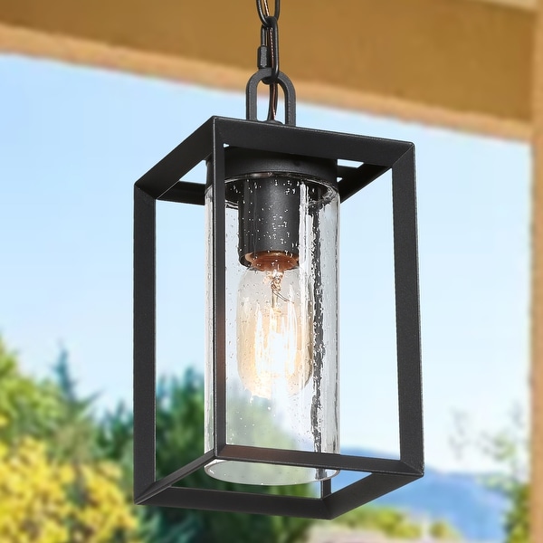 Modern Black Outdoor Pendant Lighting Hanging for Porch Garage L 5 x W 5 x H 70.5
