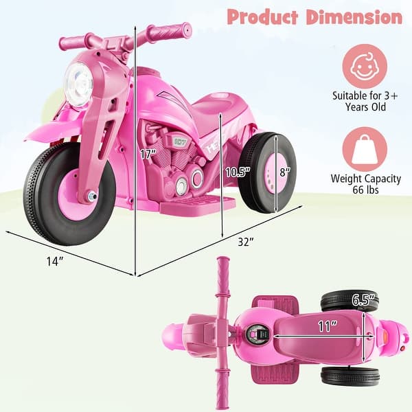 Gymax 6V Kids Bubble Car Electric Ride on Motorcycle w/ Music Button &