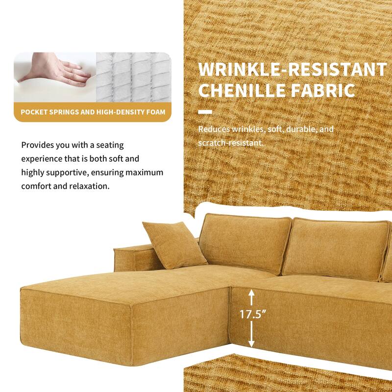 111.5" Chenille Modular Sectional Sofa, 4-Seater