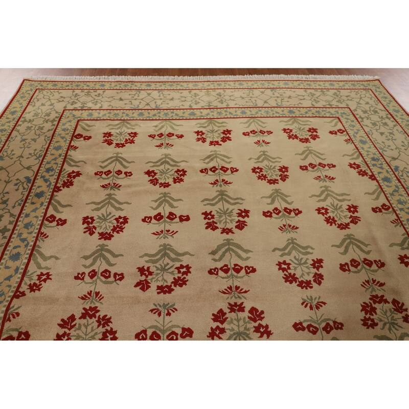 All-Over Aubusson Oriental Area Rug Handmade Wool Carpet - 9'2"x 11'10"