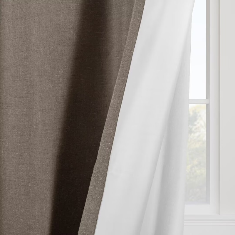 Linen Slub Blackout Grommet Curtain Pair(2 Panels)