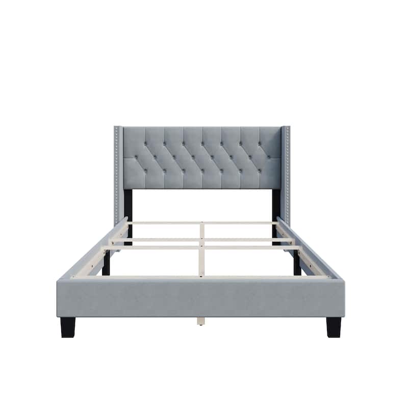Bardy Upholstered Button-tufted Wingback Bed - Queen or King