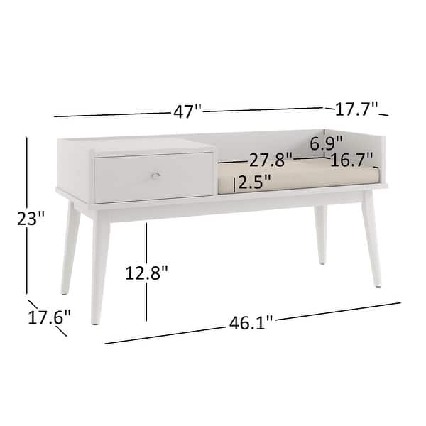 dimension image slide 0 of 2, Niklas 1-drawer Cushioned Entryway Bench iNSPIRE Q Modern