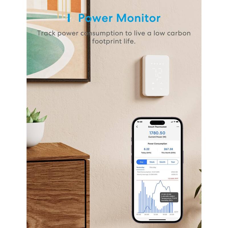 Smart Thermostat for Electric Baseboard and inWall Heaters Work with