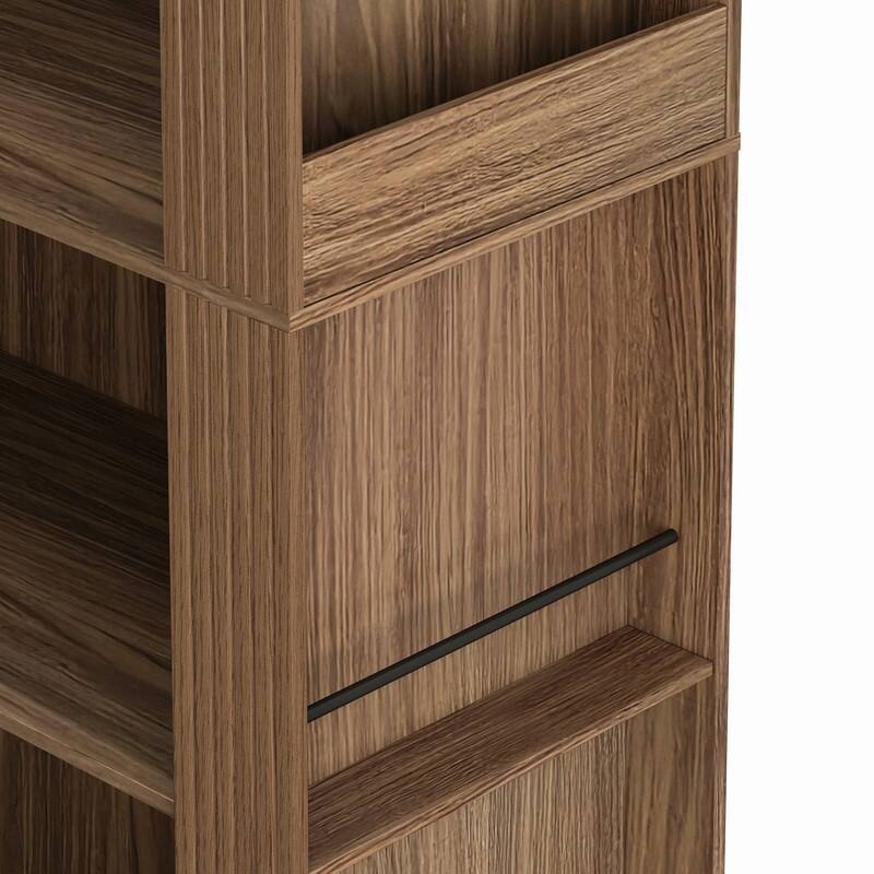 Mid Century Modern 78.74" Tall Arched Bookcase, 4-Tier Storage Shelf for Stylish Home Organization