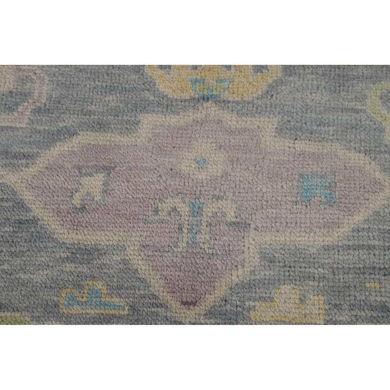 All-Over Gray Oushak Oriental Area Rug Hand-Knotted Wool Carpet - 8'1" x 10'0"
