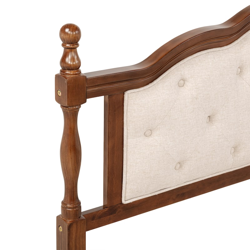 Queen Size Upholstered Platform Bed with Headboard and Panel Footboard