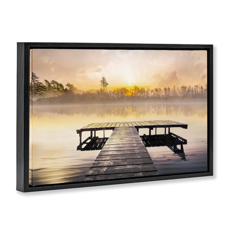 Stupell Summer Sunrise Dock Framed Floater Canvas Wall Art Design By Mike Calascibetta