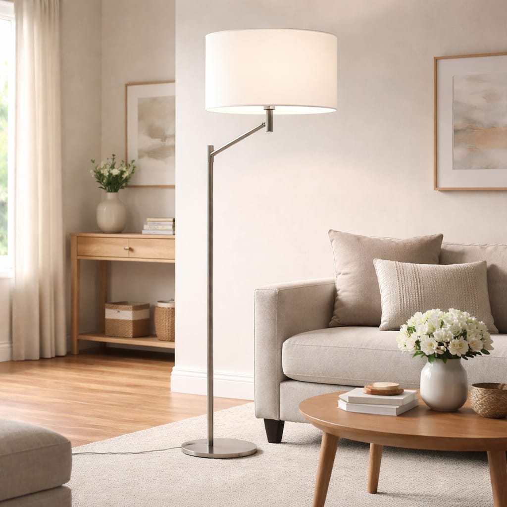 Vian Sleek Nickel-Finished Modern Floor Lamp
