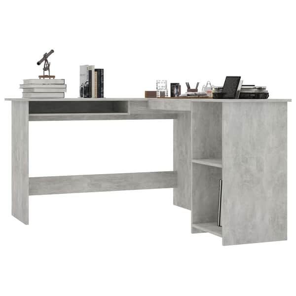 Vidaxl L Shaped Corner Desk Concrete Gray 47 2 X55 1 X29 5 Chipboard Overstock 31052183