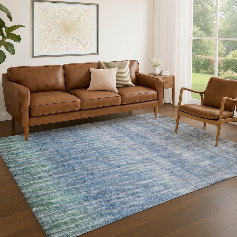 Machine Washable Indoor/ Outdoor Contemporary Ombre Chantille Rug