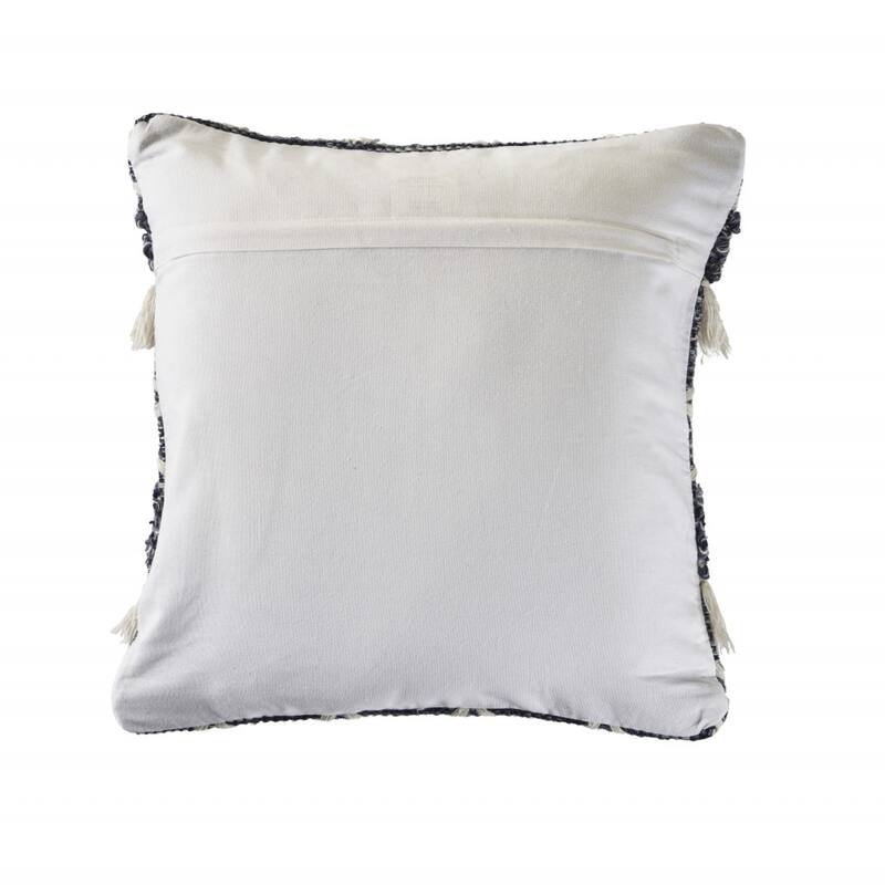 HomeRoots 20" X 20" Navy And Ivory 100% Wool Geometric Zippered Pillow
