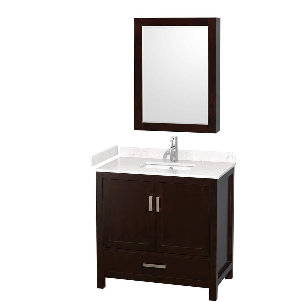 Wyndham Collection Sheffield 36" Single Bathroom Vanity, Carrara