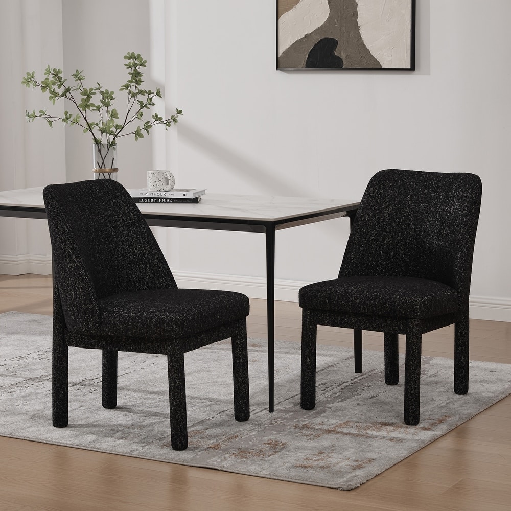 Upholstered Dining Chairs Set, Modern Dining Room Chairs Chenille Side Chairs with Curved Backrest, Armless Living Room Chair