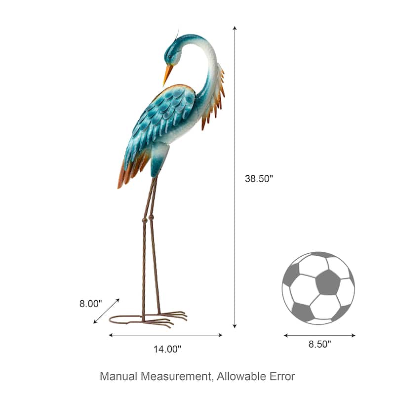 Glitzhome Metal Standing Crane Flamingo Garden Statue with Stakes Yard Art Sculpture Porch Decor