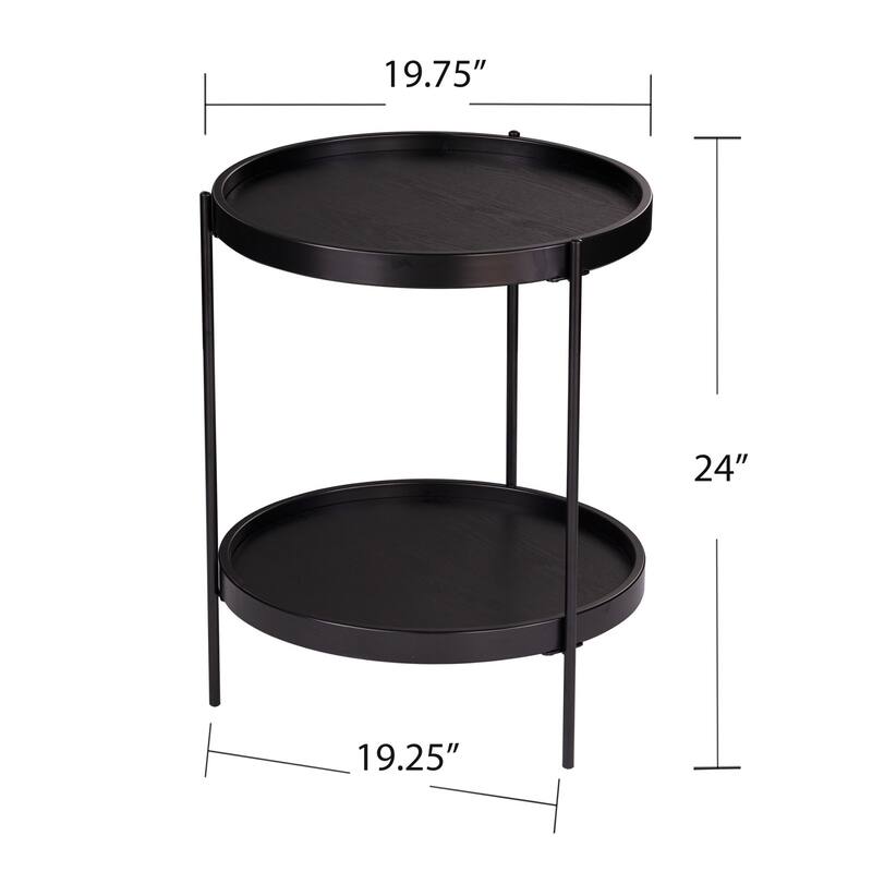 24" Black Manufactured Wood And Iron Round End Table With Shelf - 19.75x19.25x24