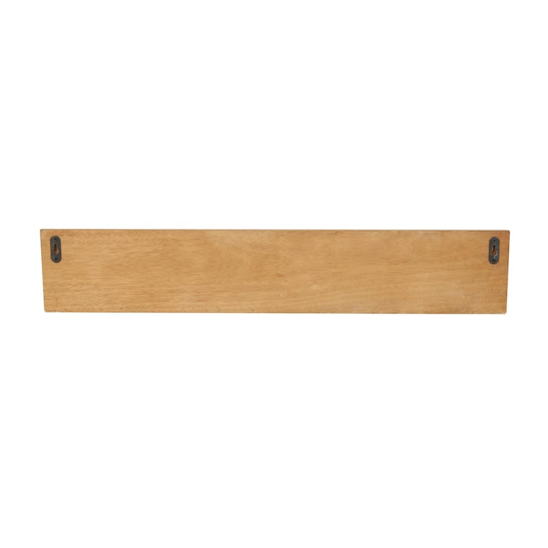 Wooden Floral Wall Shelf with Carved Scroll Lip - Light Brown - Roche River Decor