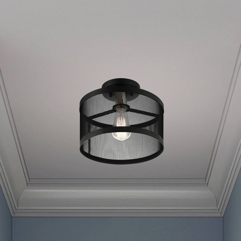 Livex Lighting 1-light Black Semi Flush Mount, 46216-04 - 11" DIA X 9" H