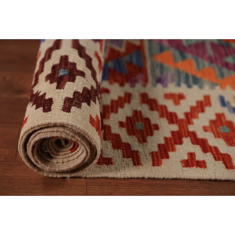 All-Over Kilim Oriental Area Rug Flatweave Tribal Wool Carpet - 8'2"x 11'7"