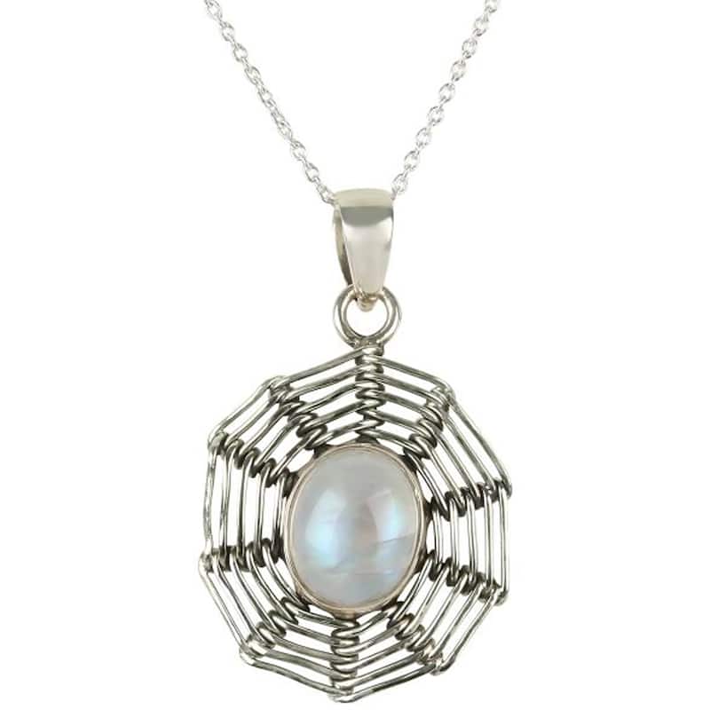 925 Sterling Silver Rainbow Moonstone Pendant