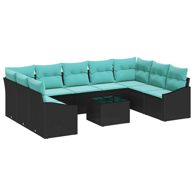 vidaXL 10 Piece Garden Sofa Set with Cushions - 113.8×70.3×27.2