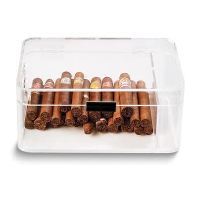 Curata Clear Acrylic 60-Cigar Humidor with Magnetic Closure