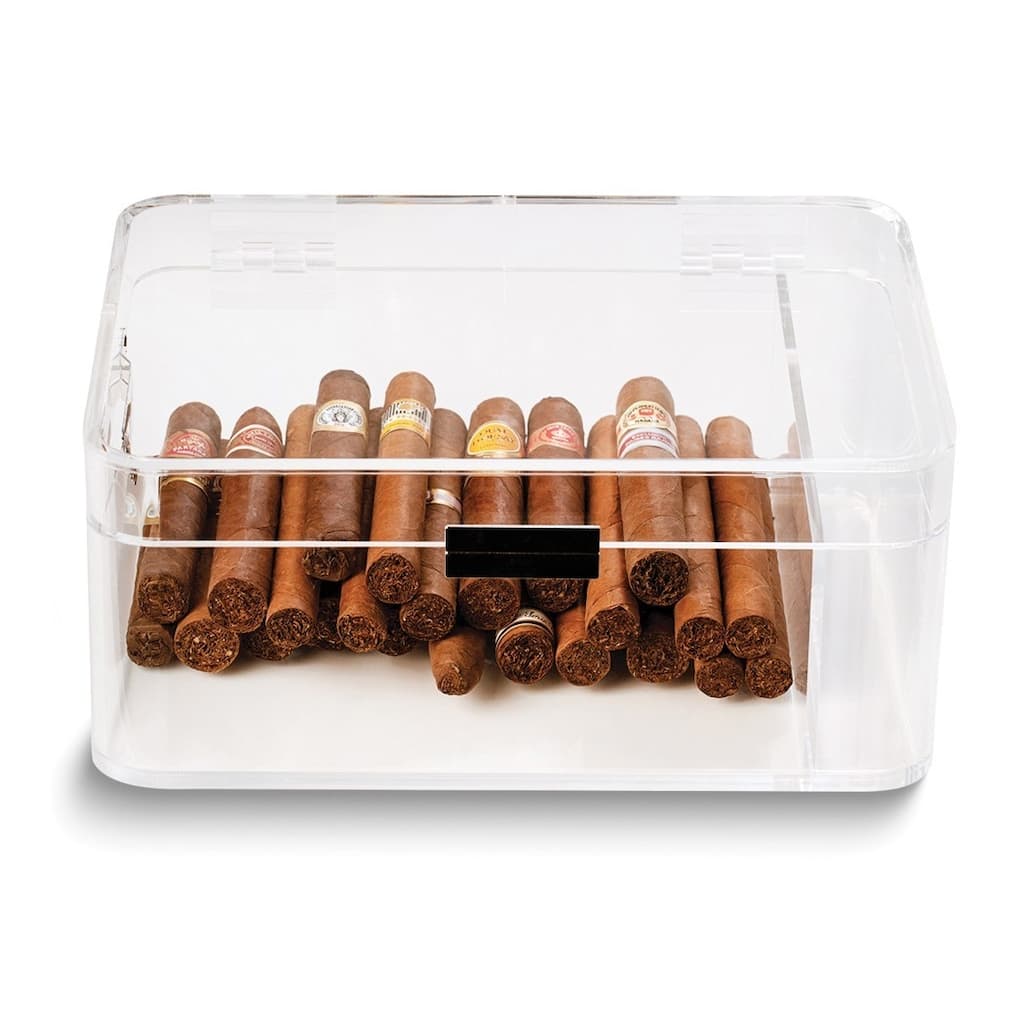 Curata Clear Acrylic 60-Cigar Humidor with Magnetic Closure