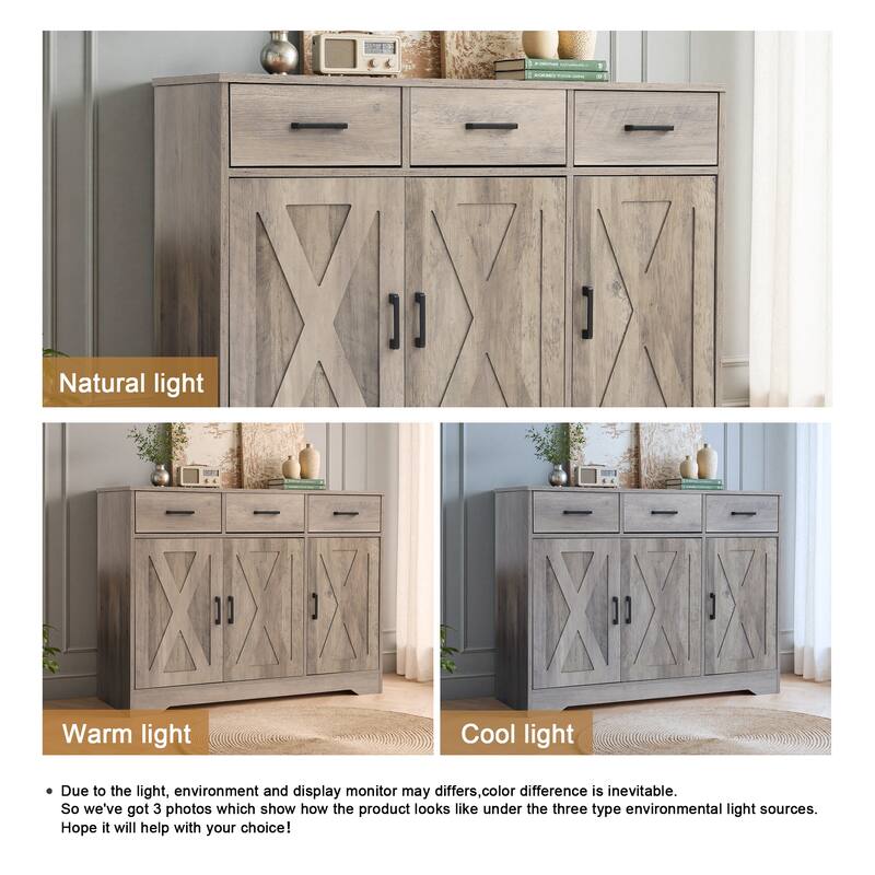 42.6" Wide TV Stand Console with 3 Storage Drawer