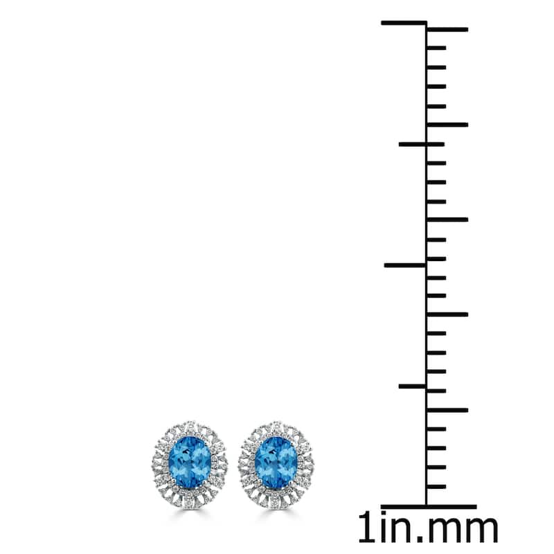 Auriya 6 3/8ct Fancy Oval-cut Topaz Halo Diamond Earrings 1 1/10cttw 18K Gold