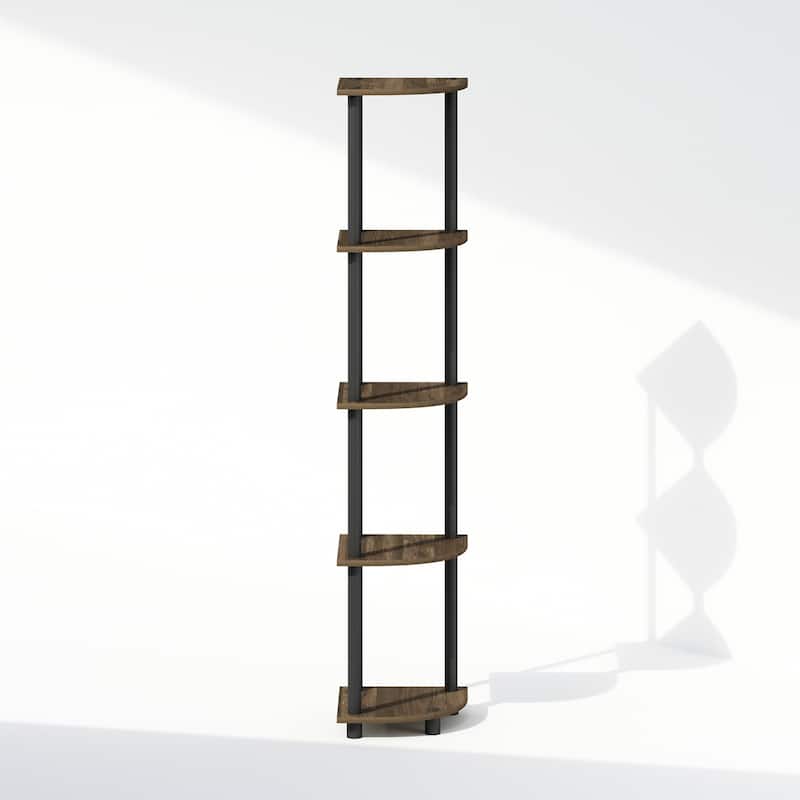 5 Tiers Wood Household Shelving Unit in Walnut/Black (11.6 in. W x 57.7 in. H x 11.6 in. D)