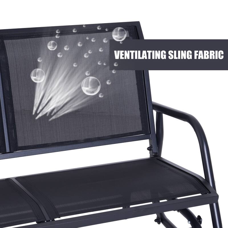 Outsunny 2-person Black Outdoor Double Rocker Glider Bench