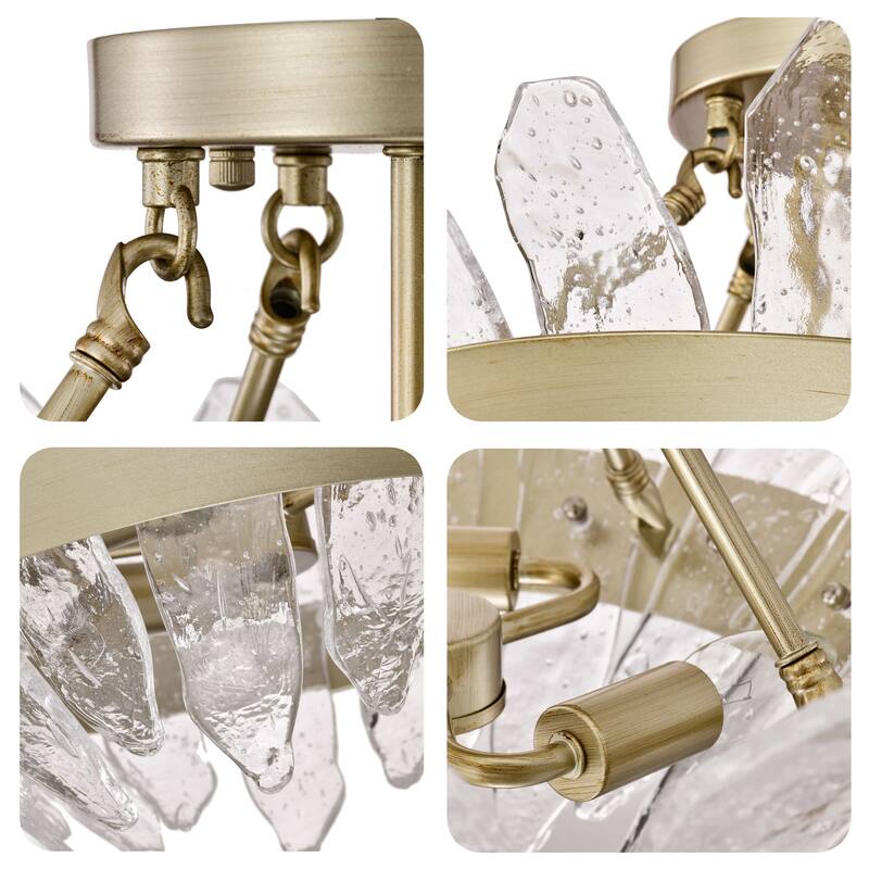 Daisy 3-Light 19.1" Modern Seeded Glass Panel Flush Mount Flush Mount