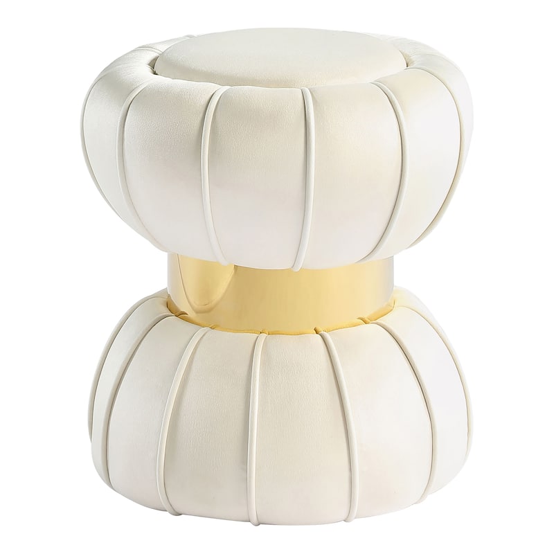 Furniture of America Reginald Modern 17-inch Velvet Ottoman with Gold Trim